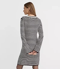 Pointelle Striped Sweater Dress