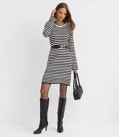 Pointelle Striped Sweater Dress