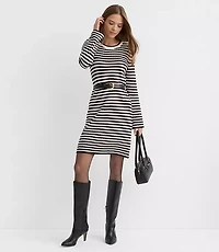 Pointelle Striped Sweater Dress