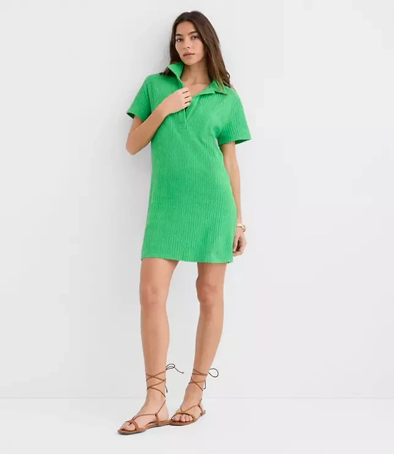 LOFT Beach Floral Stripe Terry Mini Dress