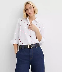 Heart Embroidered Everyday Relaxed Pocket Shirt
