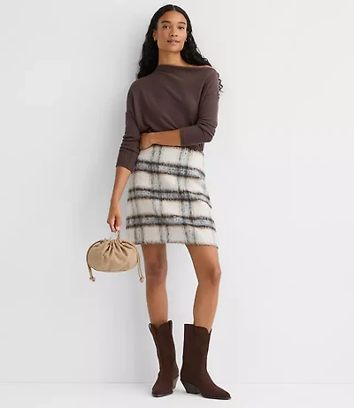 Petite Plaid Boucle Mini Skirt