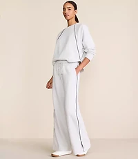 Petite Lou & Grey Heathered Piped Elite Fleece Wide Leg Sweatpants
