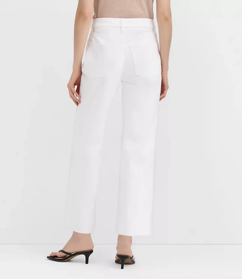 Rivete Petite Curvy High Rise Wide Leg Crop Jeans White