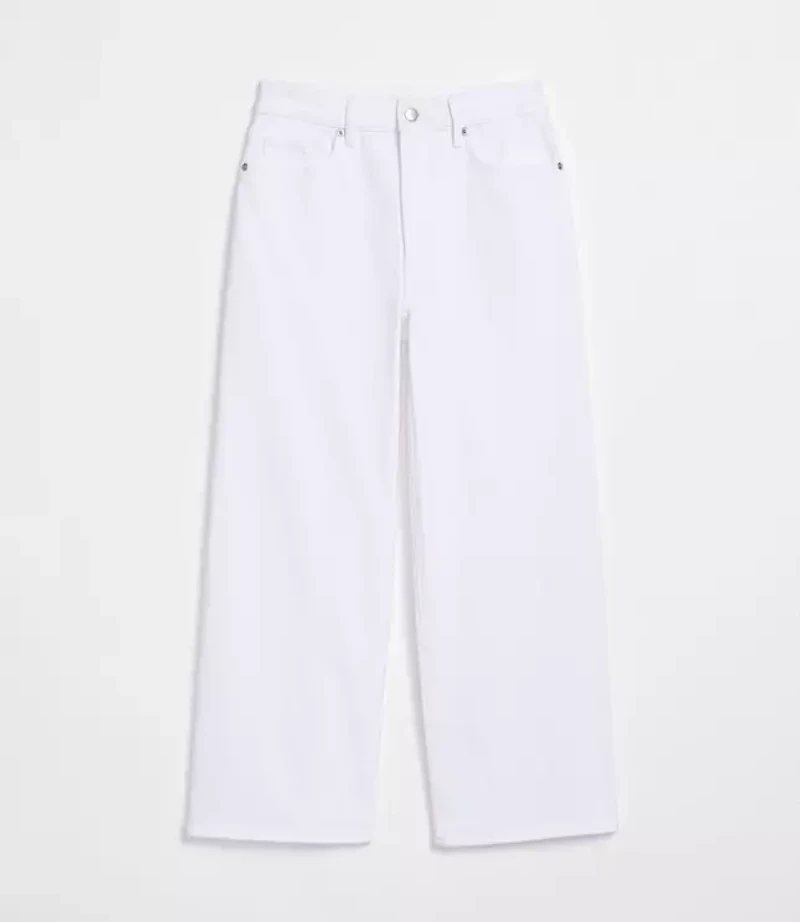 Rivete Petite Curvy High Rise Wide Leg Crop Jeans White