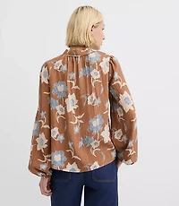 Petite Striped Modern V-Neck Blouse