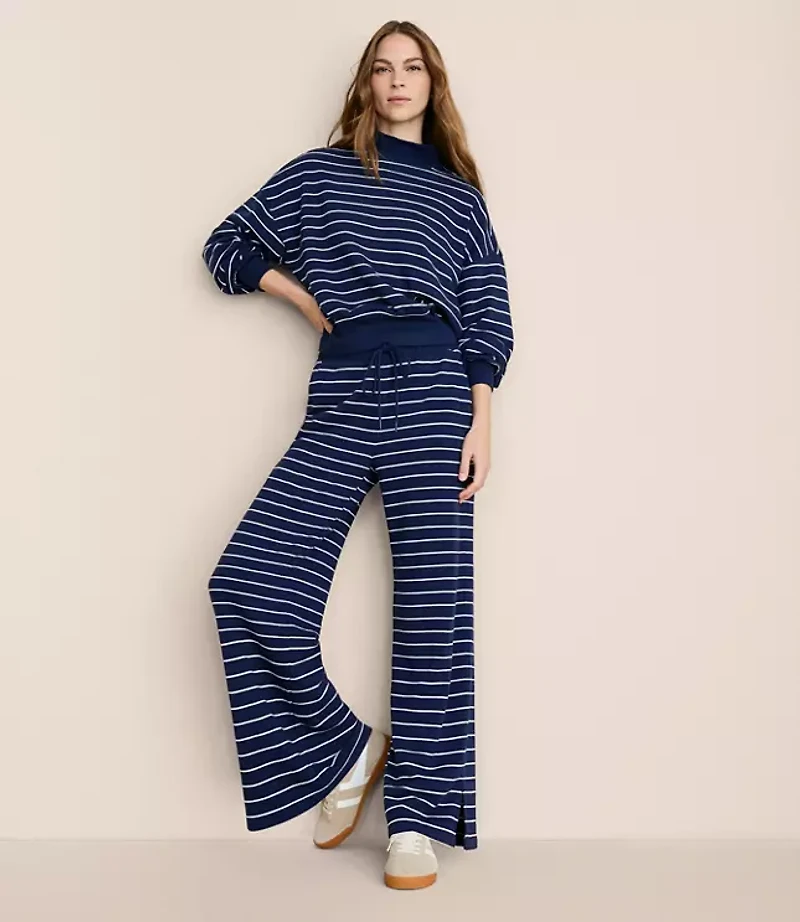 Lou & Grey Striped Cozy Cotton Wide Leg Pants