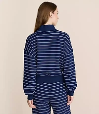 Lou & Grey Striped Cozy Cotton Mock Neck Sweatshirt