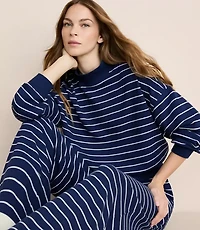 Lou & Grey Striped Cozy Cotton Mock Neck Sweatshirt