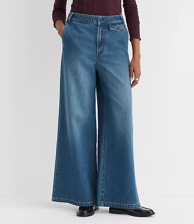 Curvy High Rise Trouser Jeans Vintage Mid Wash