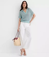 Collared Mesh Stitch Wedge Sweater