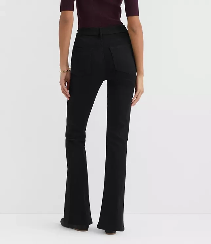 Rivete Petite Curvy High Rise Slim Flare Jeans Noir Wash