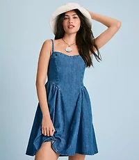 Chambray Bustier Mini Dress