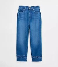 Rivete Unpicked Cuffed High Rise Straight Jeans Authentic Indigo