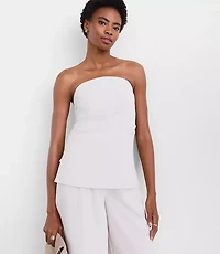 Petite LOFT Versa Crepe Drape Pleated Strapless Top