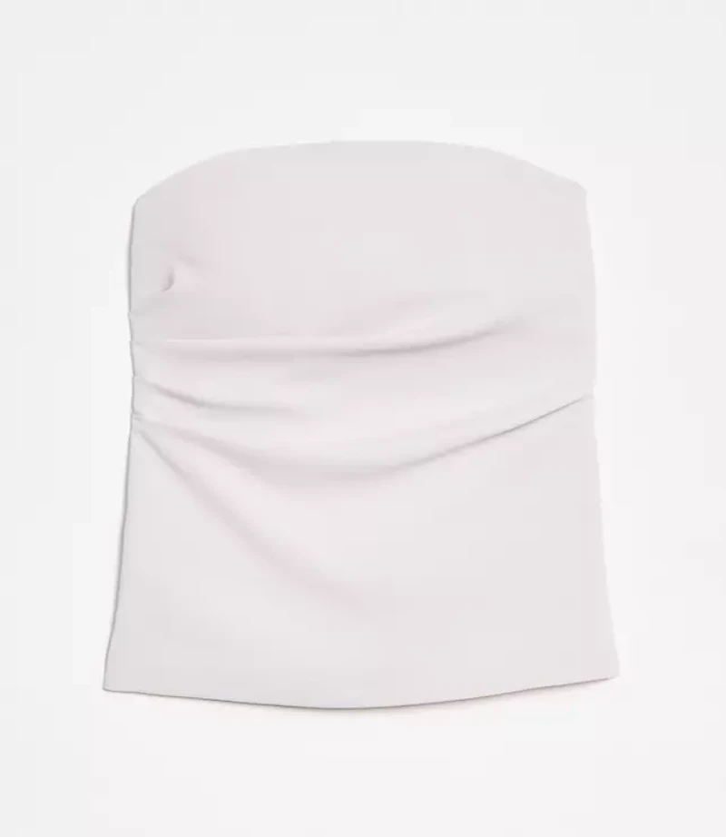 Petite LOFT Versa Crepe Drape Pleated Strapless Top