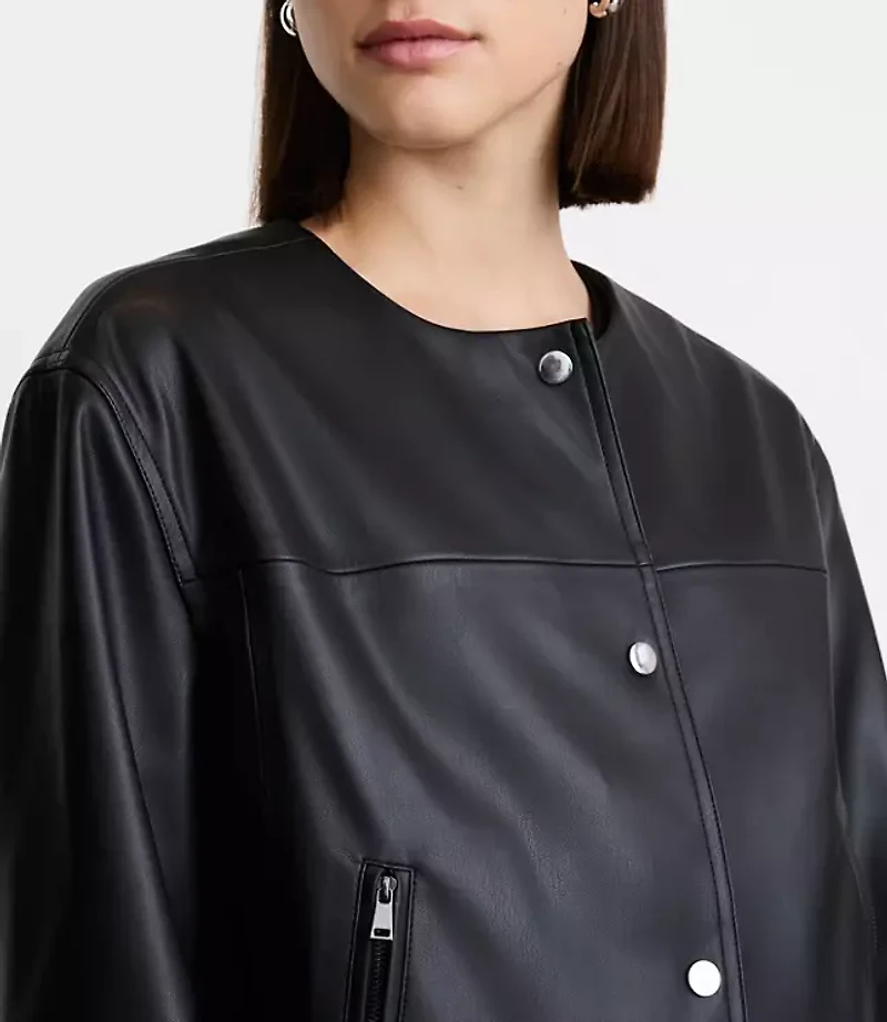 Petite LOFT Versa Faux Leather Zip Pocket Jacket
