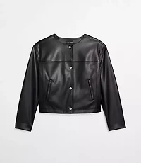 Petite LOFT Versa Faux Leather Zip Pocket Jacket