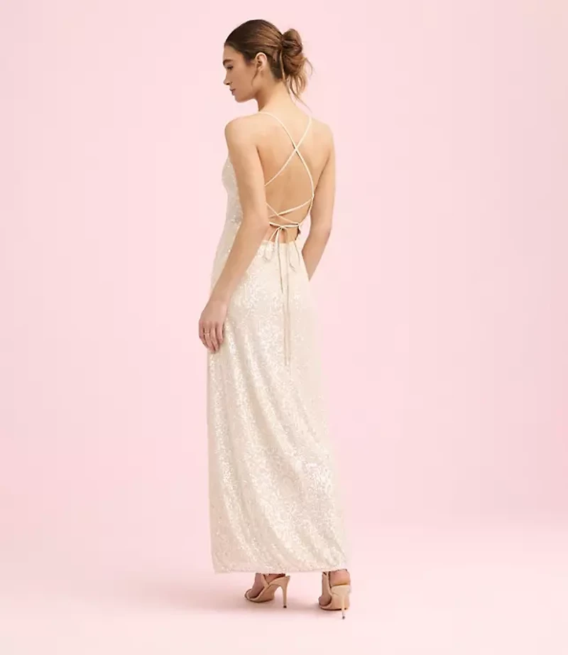 Lately Sequin Strappy V-Neck Gown