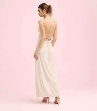 Lately Sequin Strappy V-Neck Gown