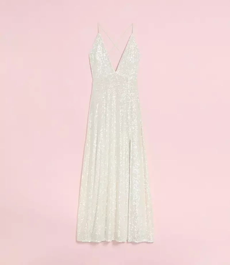 Lately Sequin Strappy V-Neck Gown