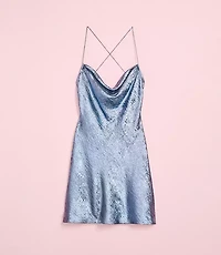 Lately Metallic Satin Cowl Neck Mini Dress