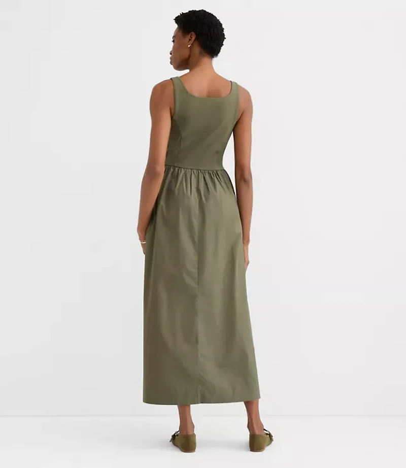 Bustier Mixed Media Midi Pocket Dress