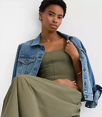 Bustier Mixed Media Midi Pocket Dress