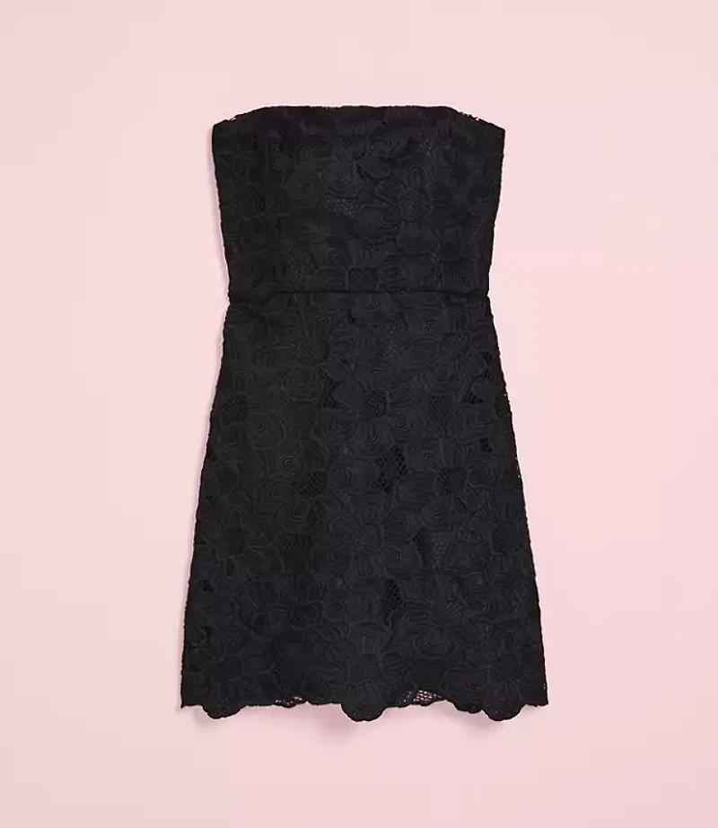 Lately Floral Lace Strapless Mini Dress