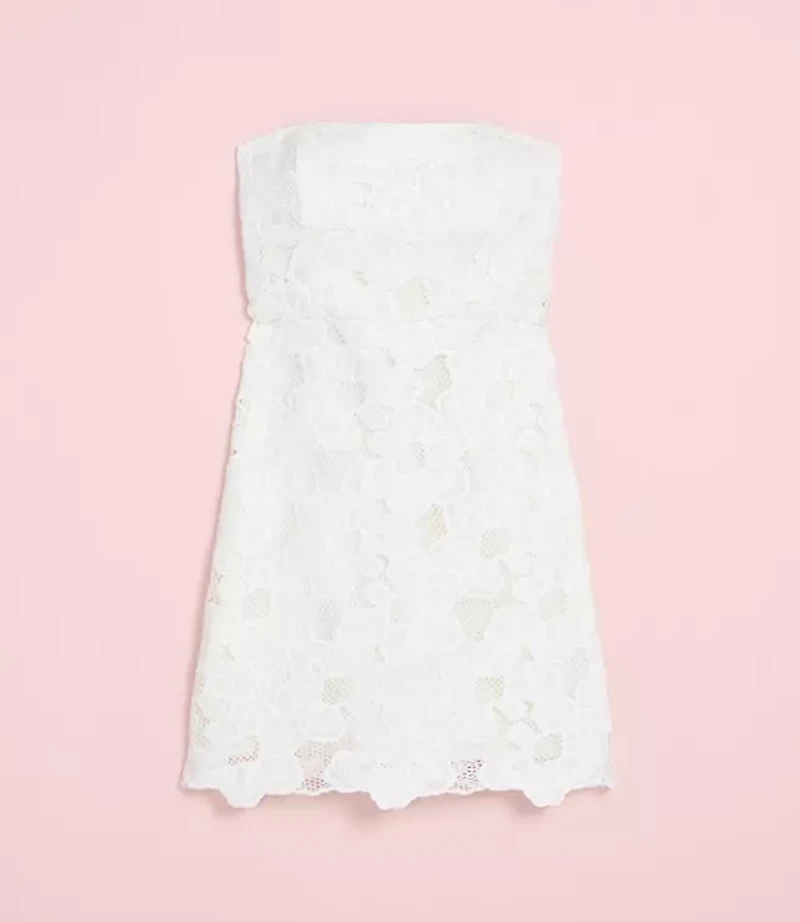 Lately Floral Lace Strapless Mini Dress