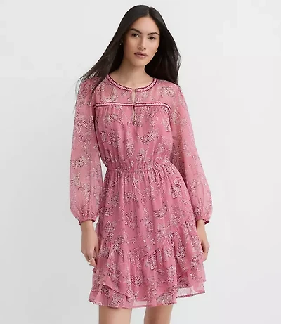 Paisley Ruffle Mini Dress