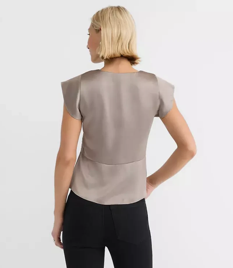 Floral Lace Satin V-Neck Top