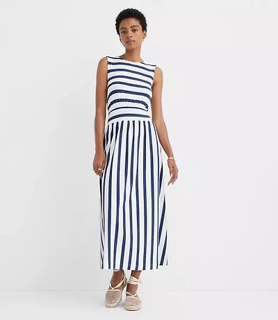 Striped Cutout Back Midi Dress