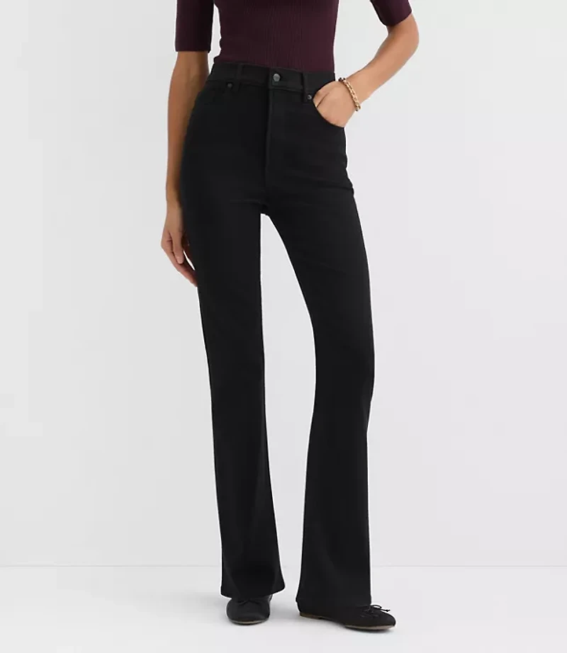 Rivete Petite High Rise Slim Flare Jeans Noir Wash
