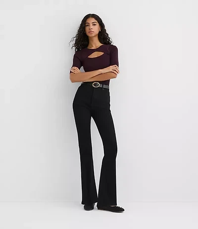 Rivete Petite High Rise Slim Flare Jeans Noir Wash
