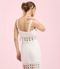 Lately Crochet Lace Fringe Top