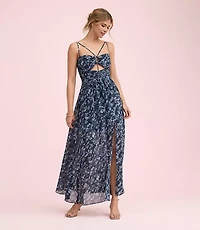 Lately Floral Strappy Cutout Maxi Dress