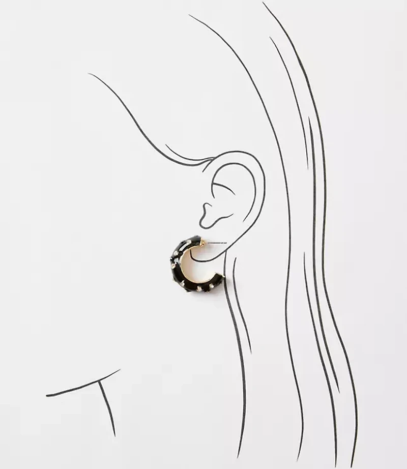 Pave Chunky Enamel Hoop Earrings
