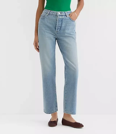 Rivete Petite Curvy High Rise Straight Jeans Vintage Mid Wash