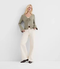 Rivete Petite High Rise Wide Leg Jeans Ivory