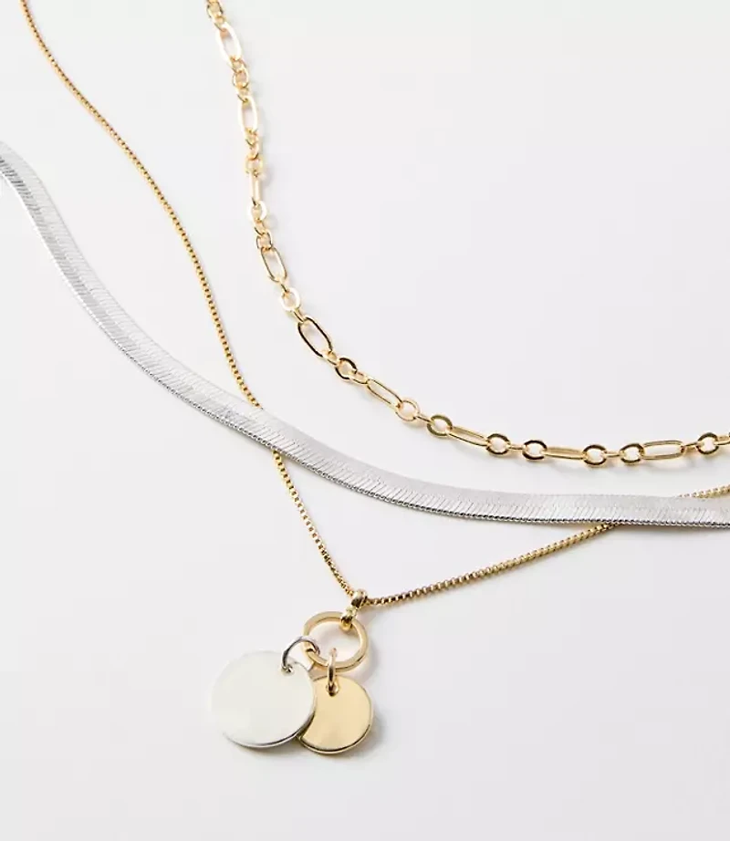 Mixed Metal Delicate Chain Necklace Set