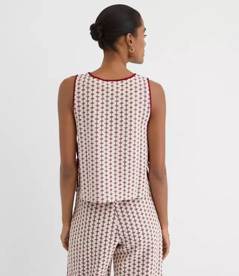 Petite LOFT Beach Geo Crochet Side Tie Tank Top