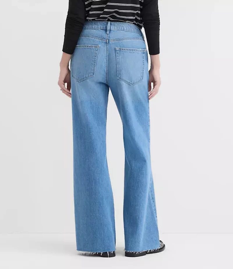 Rivete Curvy Fresh Cut Mid Rise Relaxed Flare Jeans Light Wash