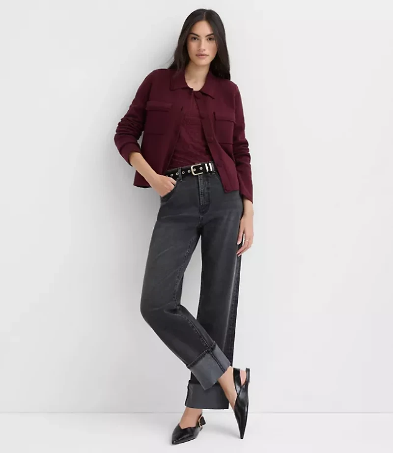 Petite Embroidered Trim Sweater Jacket