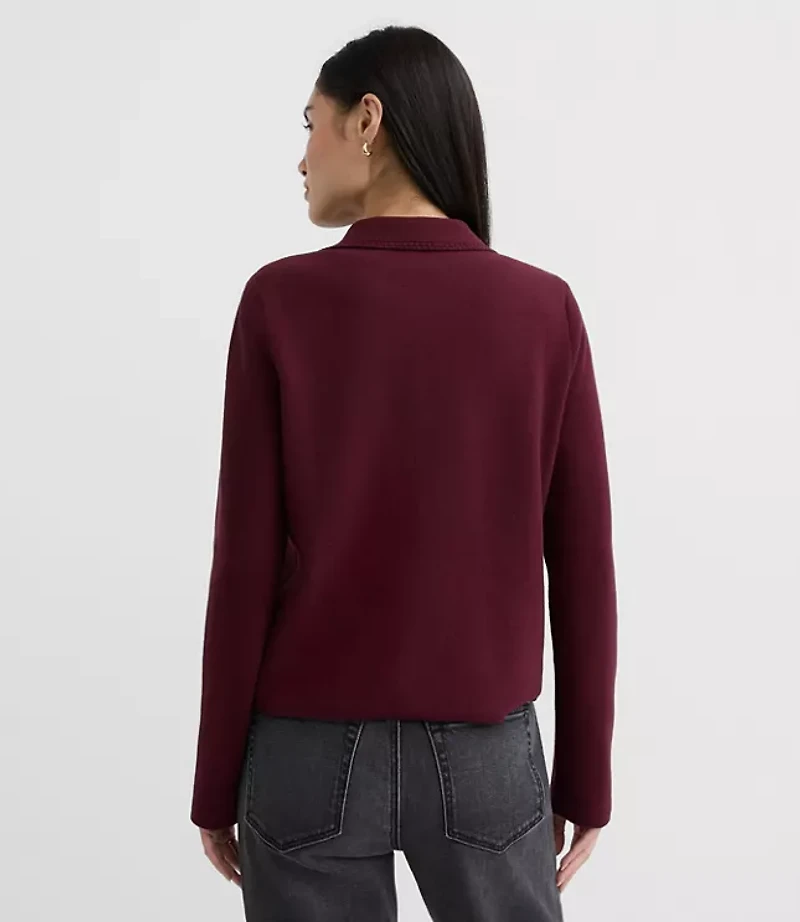 Petite Embroidered Trim Sweater Jacket