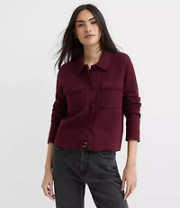 Petite Embroidered Trim Sweater Jacket