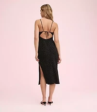 Lately Dotted Cutout Midi Slip Dress