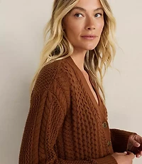 Haven Well Within Cotton Blend Mixed Stitch Cardigan