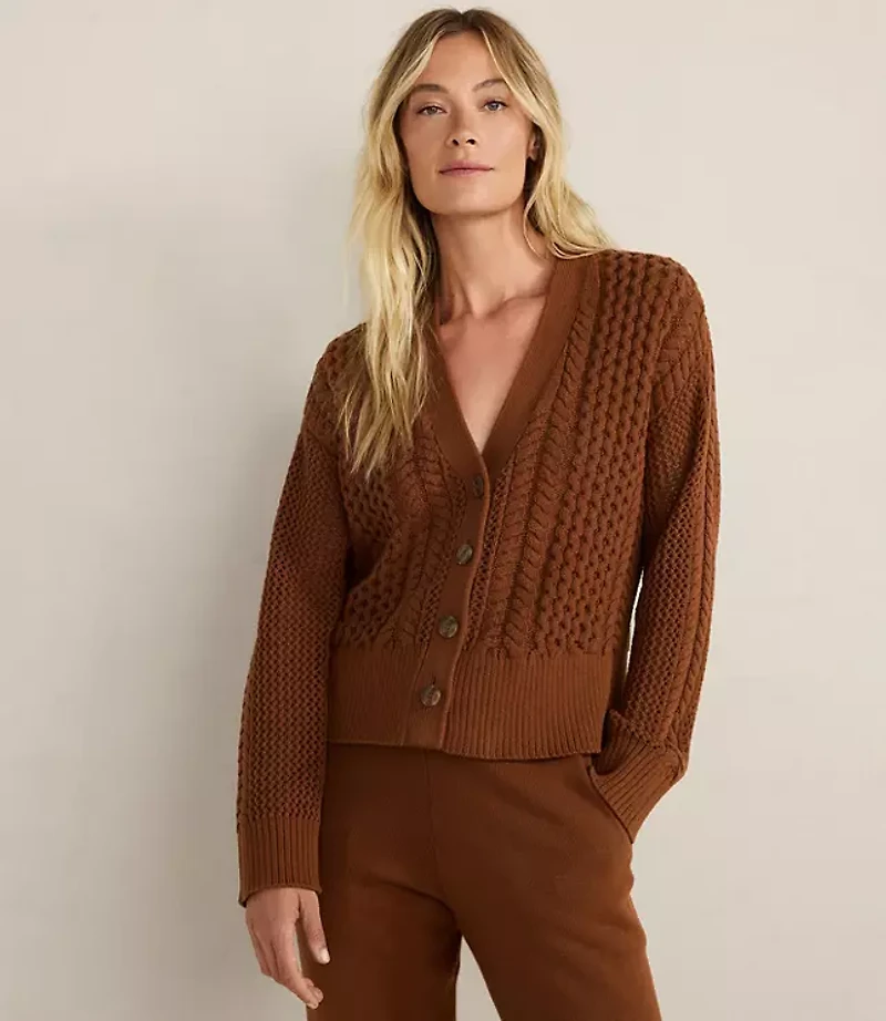 Haven Well Within Cotton Blend Mixed Stitch Cardigan