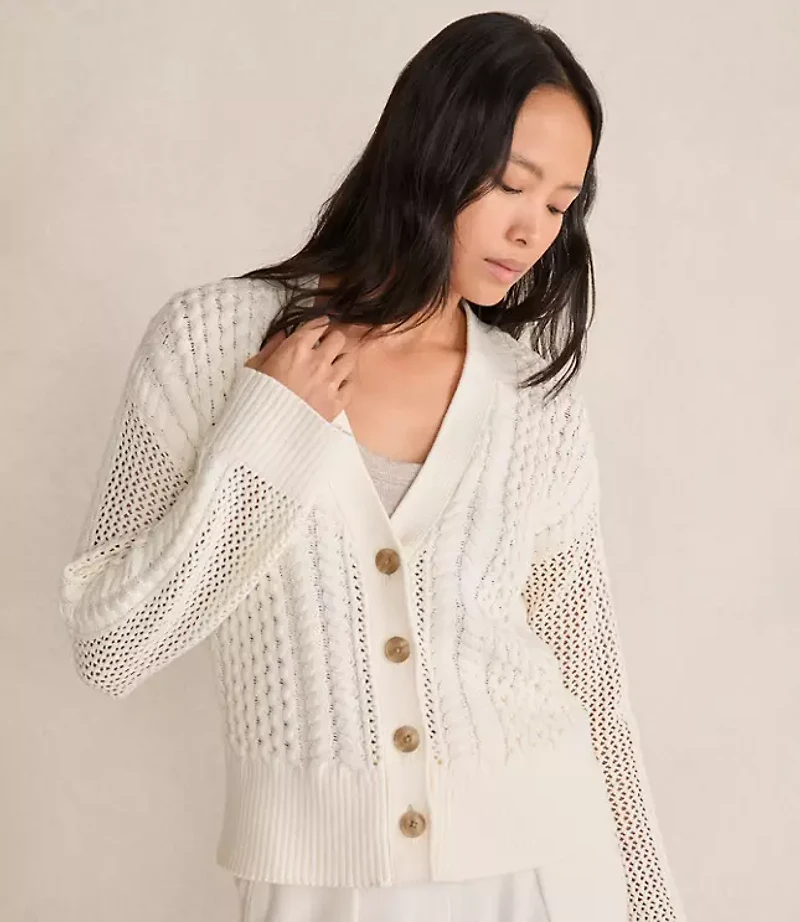 Haven Well Within Cotton Blend Mixed Stitch Cardigan